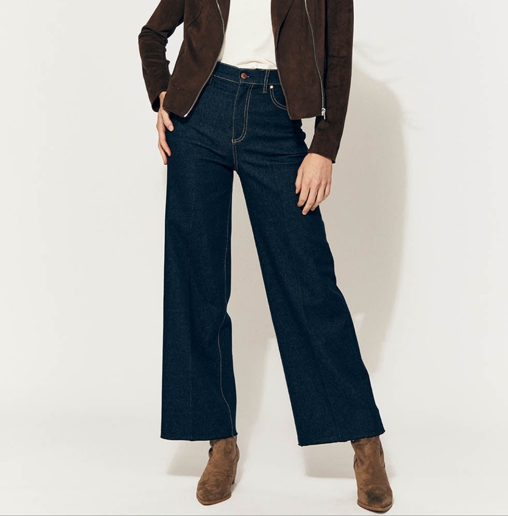 Level 99 New Womans Hudson Wide Leg Stay Blue Demin Raw Hem Jeans